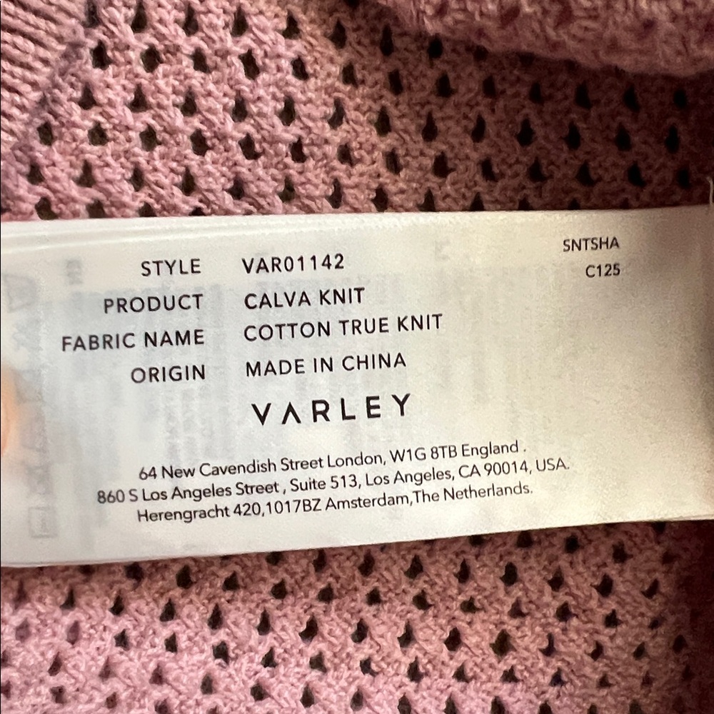 NEW Varley Pink & White Calva Zip Open Knit Sweater Sz M - Picture 10 of 12